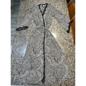Vintage Hollywood Style Floor Length Robe with Lace Sleeves